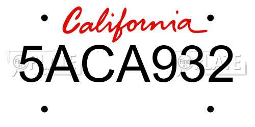 5ACA932 California License Plate