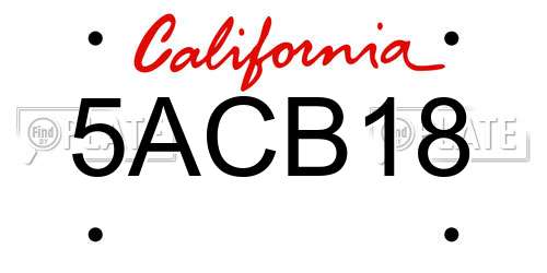 5ACB18 California License Plate