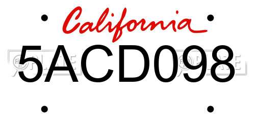5ACD098 California License Plate