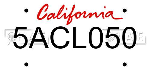 5ACL050 California License Plate