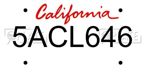 5ACL646 California License Plate