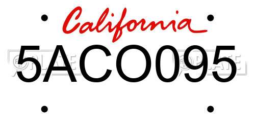 5ACO095 California License Plate