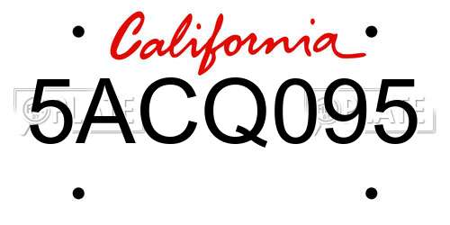 5ACQ095 California License Plate