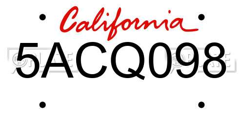 5ACQ098 California License Plate