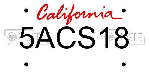 5ACS18 California License Plate