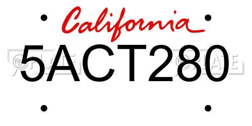 5ACT280 California License Plate