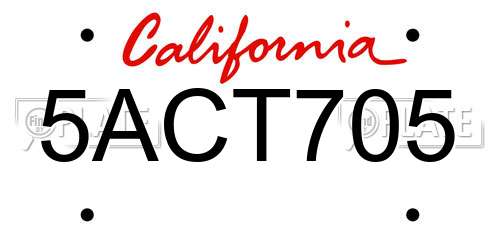 5ACT705 California License Plate