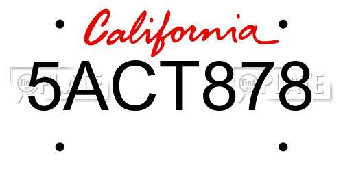 5ACT878 California License Plate
