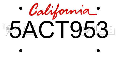 5ACT953 California License Plate