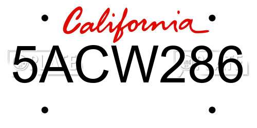 5ACW286 California License Plate
