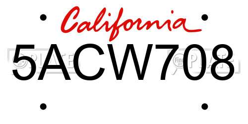 5ACW708 California License Plate