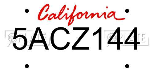 5ACZ144 California License Plate