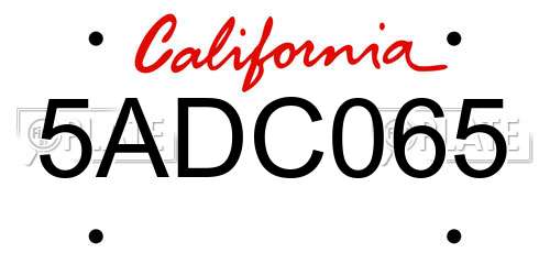 5ADC065 California License Plate