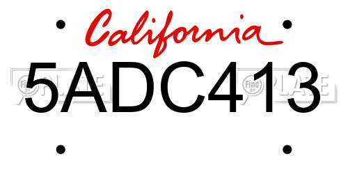 5ADC413 California License Plate