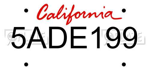 5ADE199 California License Plate