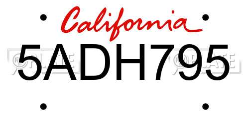 5ADH795 California License Plate