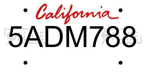 5ADM788 California License Plate