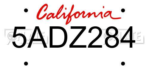 5ADZ284 California License Plate