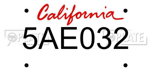 5AE032 California License Plate