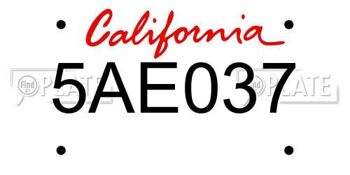 5AE037 California License Plate