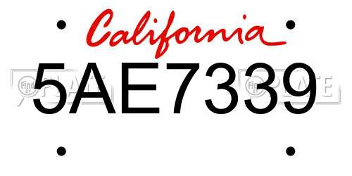 5AE7339 California License Plate