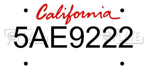 5AE9222 California License Plate