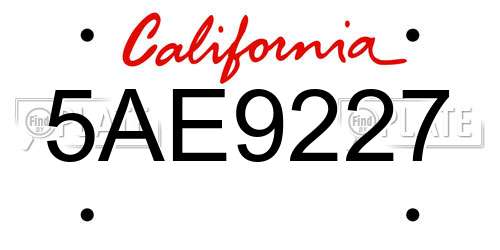 5AE9227 California License Plate