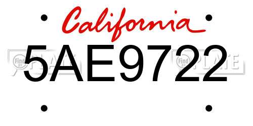 5AE9722 California License Plate