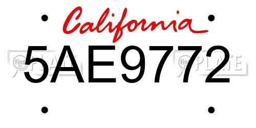 5AE9772 California License Plate