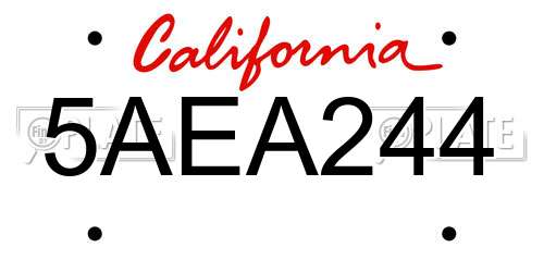 5AEA244 California License Plate