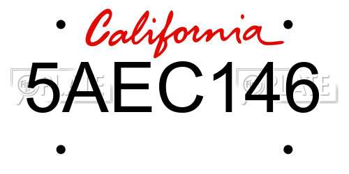 5AEC146 California License Plate