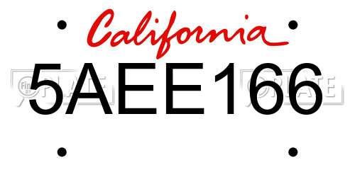 5AEE166 California License Plate