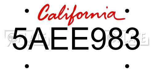 5AEE983 California License Plate