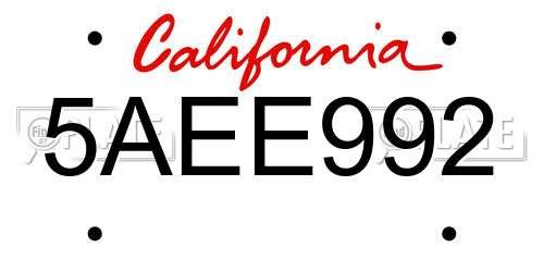5AEE992 California License Plate