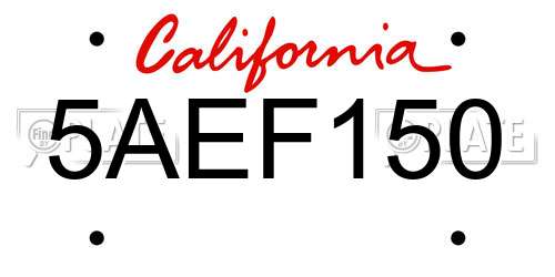 5AEF150 California License Plate