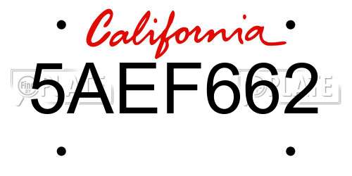 5AEF662 California License Plate