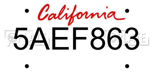 5AEF863 California License Plate