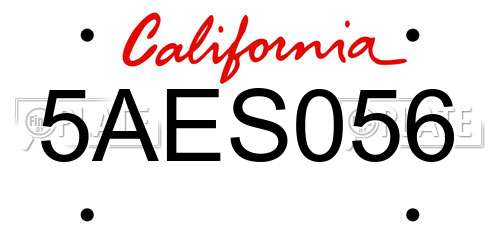 5AES056 California License Plate