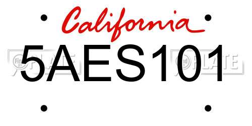 5AES101 California License Plate