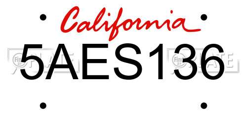5AES136 California License Plate