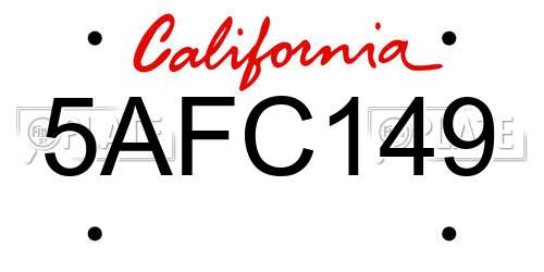 5AFC149 California License Plate