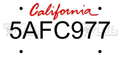 5AFC977 California License Plate