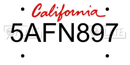 5AFN897 California License Plate