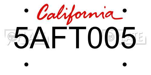 5AFT005 California License Plate