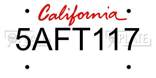 5AFT117 California License Plate
