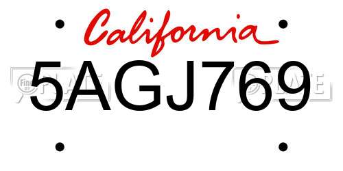 5AGJ769 California License Plate