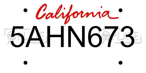 5AHN673 California License Plate