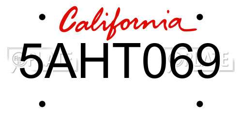 5AHT069 California License Plate