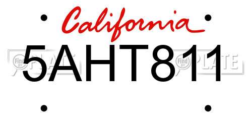 5AHT811 California License Plate