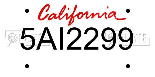 5AI2299 California License Plate